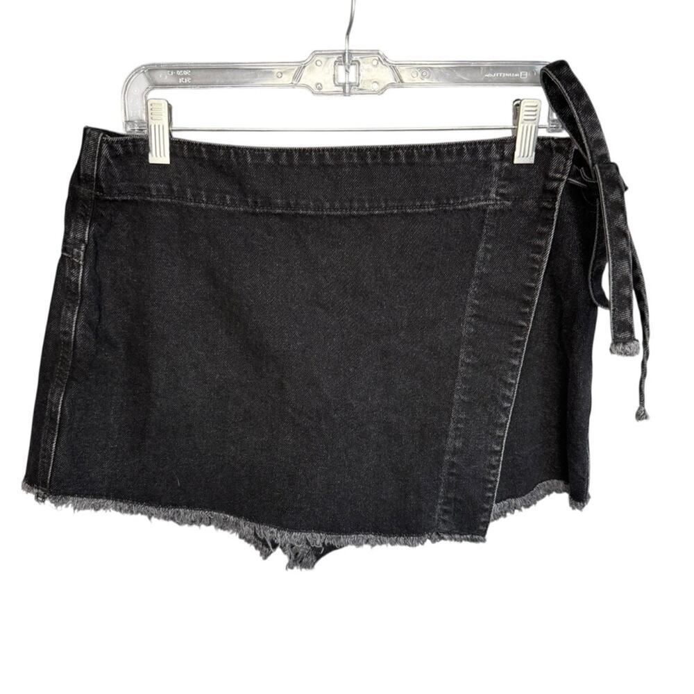 We the free Free people Black Denim Wrap Skort size 14
